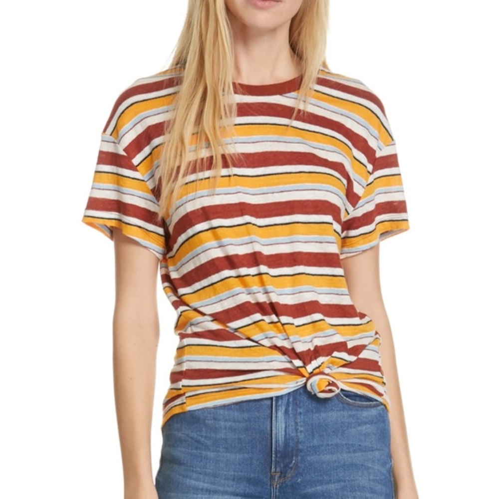 FRAME Wear Thin Striped Tee Sunrise Multi - Picture 4 of 16